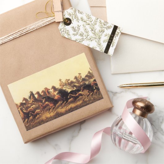 Roping Wild Horses door James Walker Rechthoekige Sticker (Geschenken)