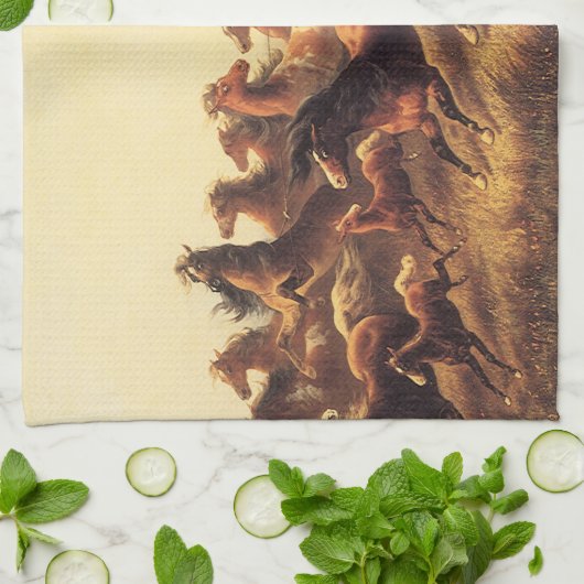 Roping Wild Horses door James Walker Theedoek (Gevouwen)