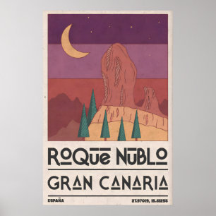Roque Nublo Muurkunst, Vintage Reisposter Poster
