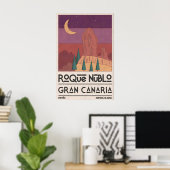 Roque Nublo Muurkunst, Vintage Reisposter Poster (Thuiskantoor)
