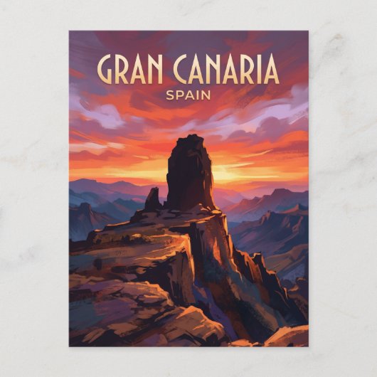 Roque Nublo Spanje Briefkaart (Voorkant)