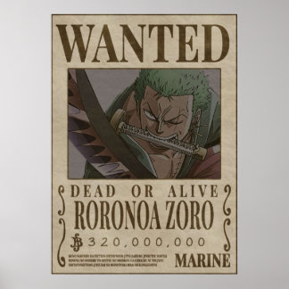 RORANORA ZORO One Piece Gezocht Poster