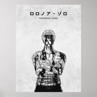 Roronoa Zoro One Piece Minimalist Manga Poster