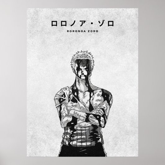 Roronoa Zoro One Piece Minimalist Manga Poster (Voorkant)