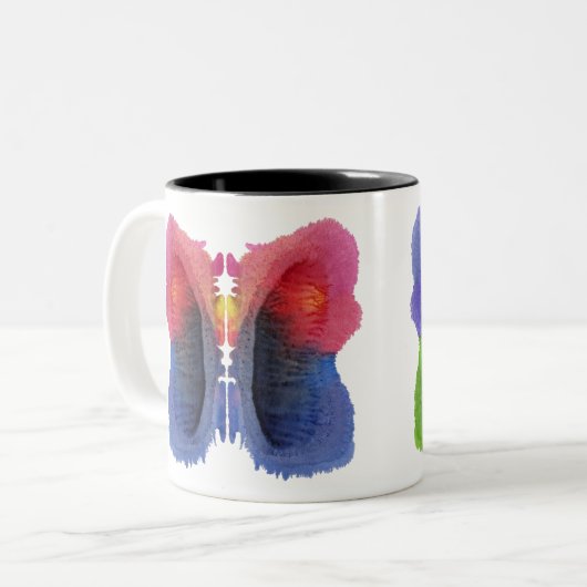 Rorschach Inkblot Test Fun Art Tweekleurige Koffiemok (Voorkant links)