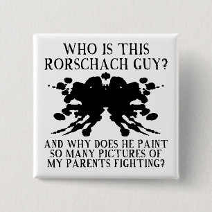 Rorschach Inktvlek Test Grappige Knop Speld Vierkante Button 5,1 Cm