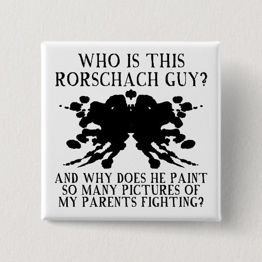 Rorschach Inktvlek Test Grappige Knop Speld Vierkante Button 5,1 Cm (Voorkant)