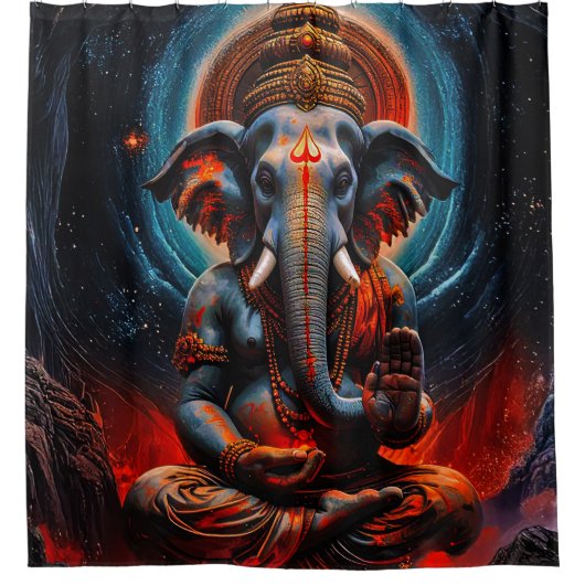 Rorschach stijl Boeddha Olifant 001 Douchegordijn (Voorkant)
