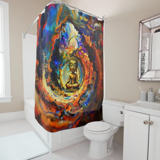 Rorschach style Buddha 80x60 001 Douchegordijn (In situ)