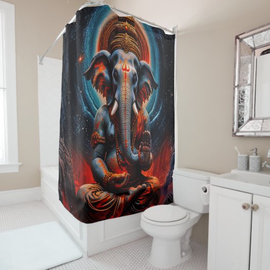 Rorschach style Buddha Elephant 001 Douchegordijn (In situ)