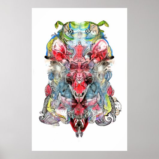 Rorschach Surreal Uitgerekte Canvasprint Poster (Voorkant)