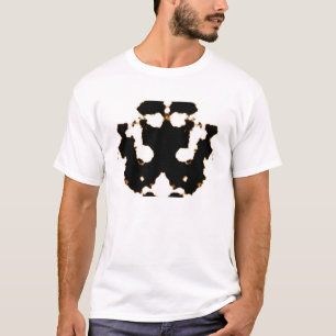 Rorschach-test op een inktblokkaart op wit t-shirt