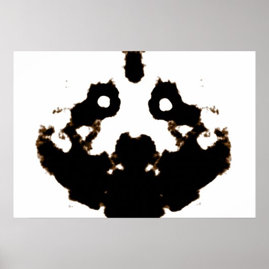 Rorschach-test op een Kaart van het inktlot op wit Poster (Voorkant)