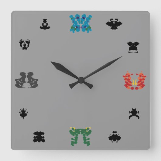 Rorschach Wall-Clock Vierkante Klok (Voorkant)
