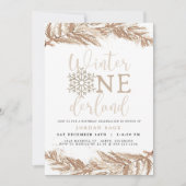 RORY Boho Beige Winter Wonderland Eerste Verjaarda Kaart (Voorkant)