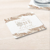 RORY Boho Beige Winter Wonderland Eerste Verjaarda Kartonnen Onderzetters (Schuin)