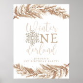 RORY Boho Beige Winter Wonderland Eerste Verjaarda Poster (Voorkant)