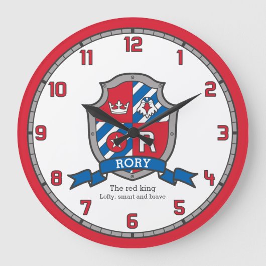Rory boys name: heraldry messghts shield grote klok (Voorkant)