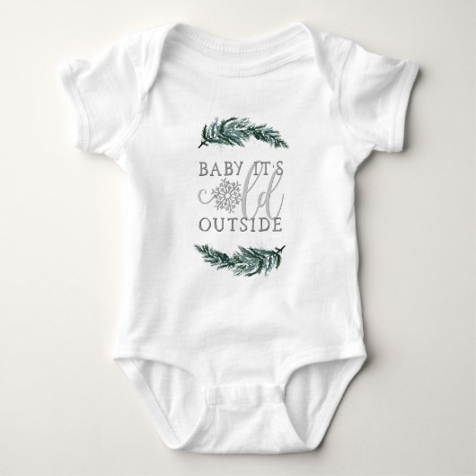 RORY Pine Snowflake Baby Het is koud buiten Romper (Voorkant)