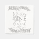 RORY Zilver Winter OnderLand 1e Verjaardagsfeest Servet (Voorkant)