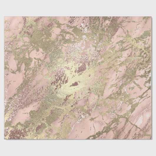 Ros Gold Blush Marble Shiny Metallic Stroke Roze Cadeaupapier (Vlak)