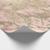 Ros Gold Blush Marble Shiny Metallic Stroke Roze Cadeaupapier (Hoek)