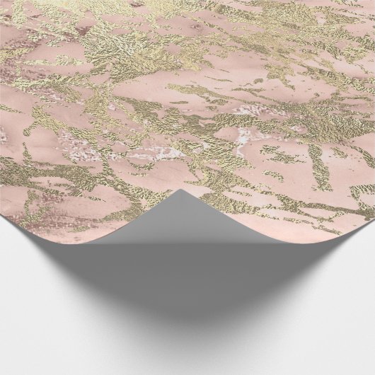 Ros Gold Blush Marble Shiny Metallic Stroke Roze Cadeaupapier (Hoek)