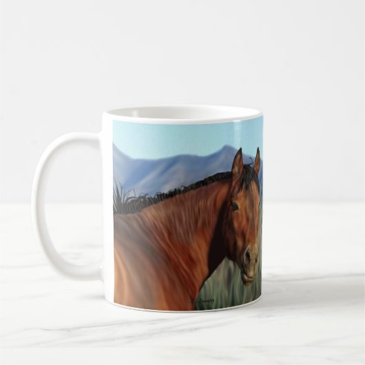 Ros paard koffiemok (Links)