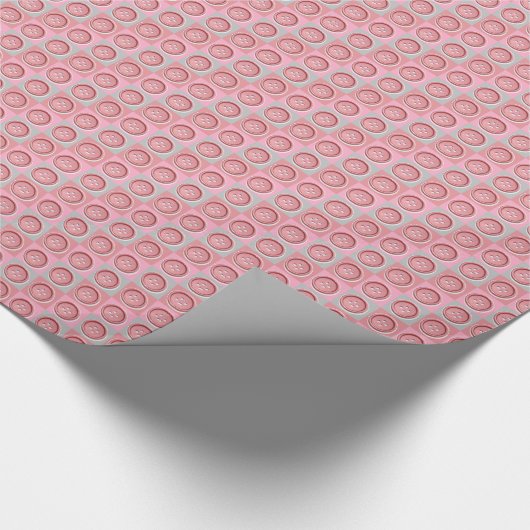 Rosa aangevinkt knoppenpatroon cadeaupapier (Hoek)