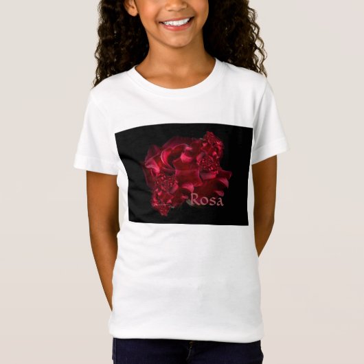 Rosa Abstract Red Rose Cluster Design Girls TShirt (Voorkant)