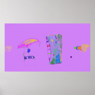 Rosa Abstracte Objecten Tekening  Poster