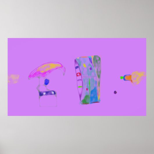 Rosa Abstracte Objecten Tekening  Poster (Voorkant)