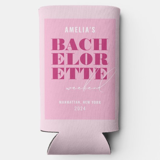 Rosa Bachelorette-weekend Seltzer Blikjeskoeler (Achterkant)