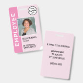 Rosa bedrijfslogo Personeelsfoto Badge (Voor- en achterkant)