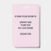 Rosa bedrijfslogo Personeelsfoto Badge (Achterkant)