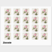 Rosa Bifera Officinalis uit de Les-Rozen Vierkante Sticker (Vel)