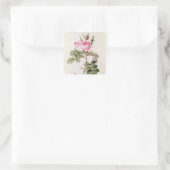 Rosa Bifera Officinalis uit de Les-Rozen Vierkante Sticker (Tas)