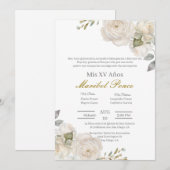 Rosa blanca Quinceanera uitnodiging (Voorkant / Achterkant)