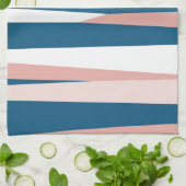 Rosa Blauw en Wit Abstract   Theedoek (Gevouwen)