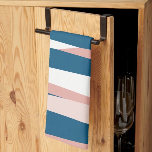 Rosa Blauw en Wit Abstract   Theedoek (Derde Gevouwen)
