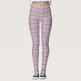Rosa Blauw Geruit Klassiek Patroon Retro Leggings