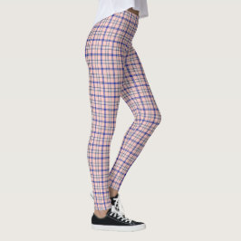 Rosa Blauw Geruit Klassiek Patroon Retro Leggings