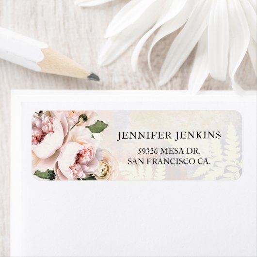 Rosa bloem bruiloftsfeest etiket (Insitu)