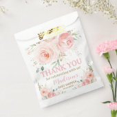 Rosa bloem goud bruids- baby shower verjaardag bedankzakje (Gezegeld)