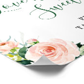 Rosa bloemen blozen Love is Sweet Trouwtekst bord Poster (Hoek)
