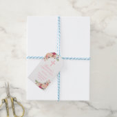 Rosa Bloemen Doop Dankjewel Cadeaulabel (Met Touw)