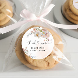 Rosa bloemige bruidsmeisjesuitnodiging bedankje ronde sticker