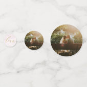 Rosa bloemige tafeldecoratie voor een rustieke tro confetti (Achterkanten)