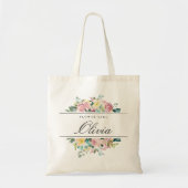 Rosa bloemmeisje geschenkset aangepaste trouwcadea tote bag (Voorkant)