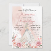 Rosa Blush Roos Quinceañera Foto Kaart (Voorkant)